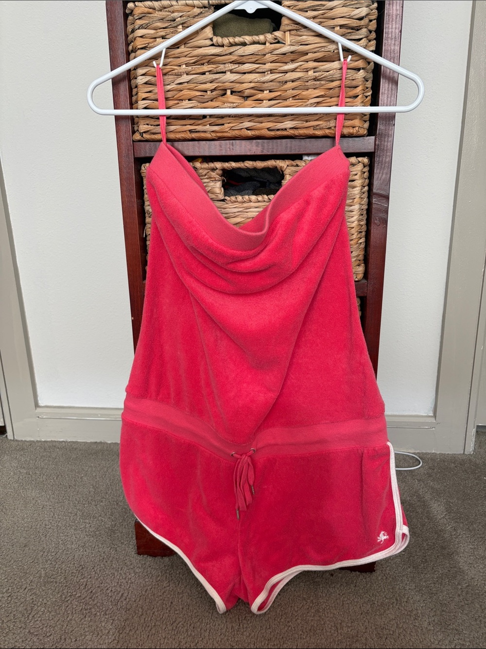 Express Adorable Vintage Pink Terry Cloth Strapless Romper